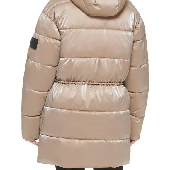 Calvin Klein Jeans Women's Quilted Puffer Hood Jacket in Khaki Size L NWT - Picture 2 of 15